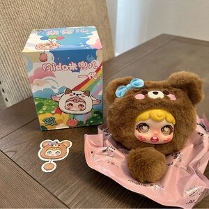 Mido Plush Pendant Brown Bear Interchangeable Eyes Head Keychain